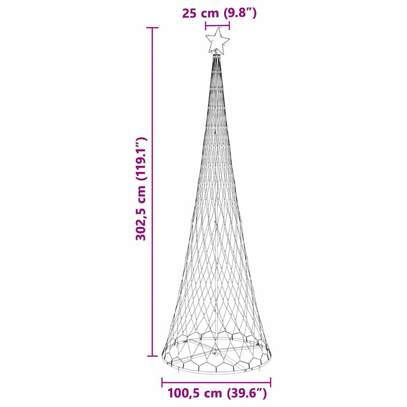 LED Christmas Tree 100.5 x 100.5 x 302.5 cm Metal, Blue