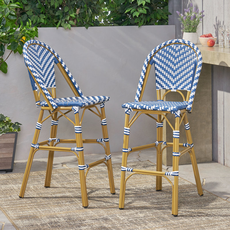 Lot de 2 pergolas d'extérieur françaises de 75 cm (29,5 po) - Bleu marine, blanc, cadre en aluminium avec finition PE, antirouille, pour jardin.