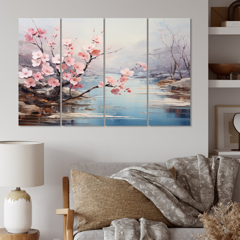 «Cherry Blossom Serenity I» sur toile 4 pièces