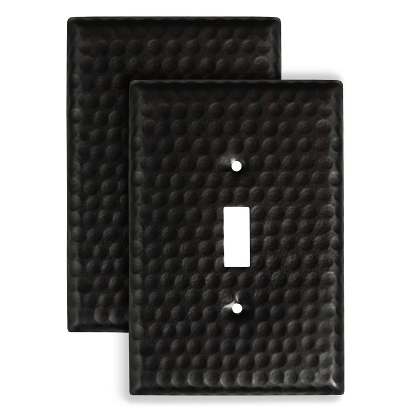 Hand Hammered Matte Black Aluminum Toggle Light Switch Wall Plate Set
