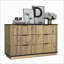 Armoires, armoire multifonctionnelle moderne en MDF à 6 tiroirs avec coins arrondis, 47,2 x 15,7 x 29,6 pouces | Noyer brun | Chambre à coucher