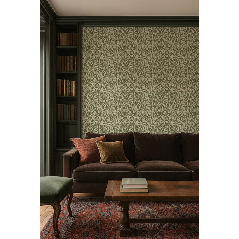Leaf and Pod - Wallpaper, Premium Paper, Taupe Green