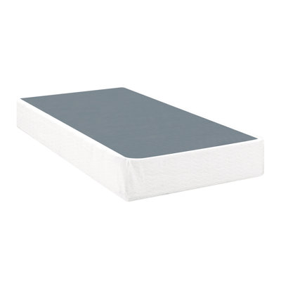 Twin Mattress Foundation 1pc Black Metal Frame with Textured Fabric Cover