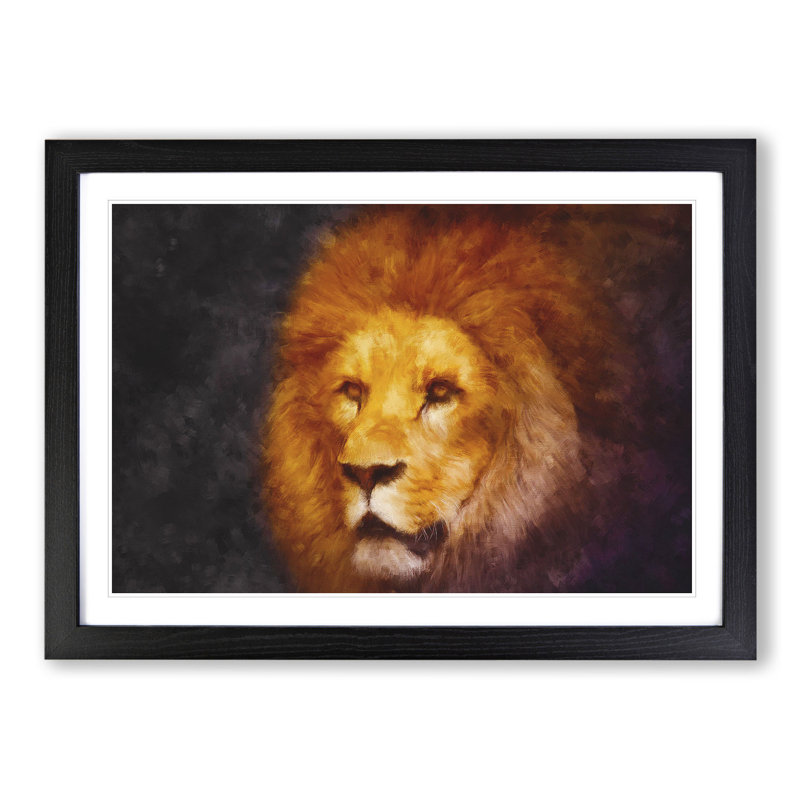 Lion Vol.4 - Picture Frame Graphic Art, 36cm H x 48cm W x 2cm D, Black Framed