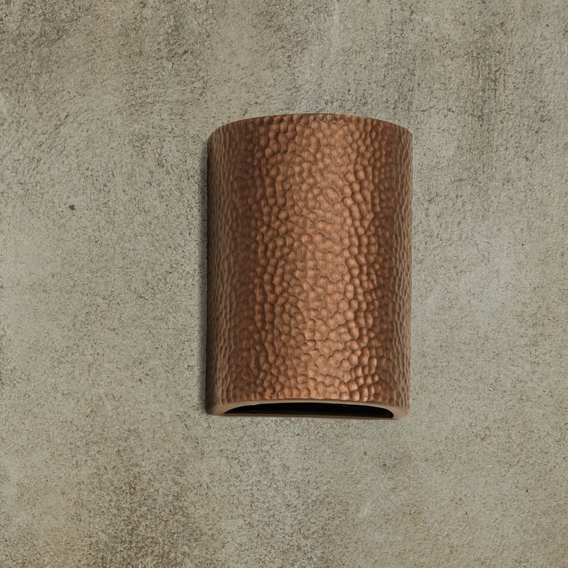 Cammi Ceramic Outdoor Wall Light, LED Bulb Included, Rubbed Copper, 8.5" H x 6.5" W x 4.5" D