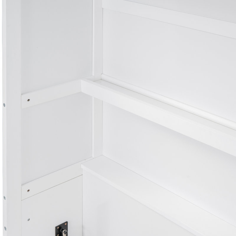 Lit escamotable double, lit escamotable peu encombrant, chambre contemporaine et multifonctionnelle, Blanc