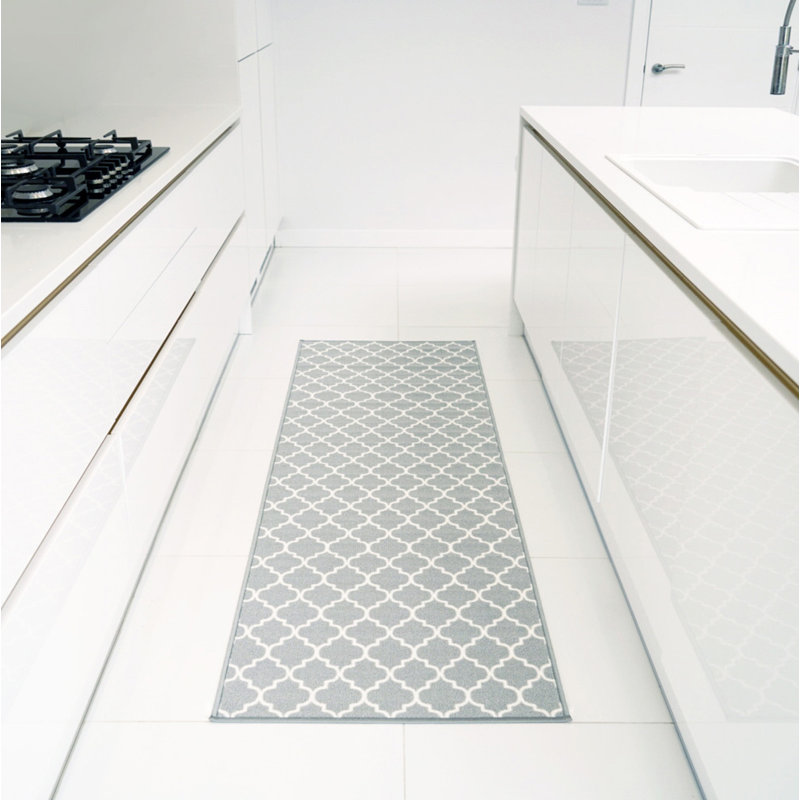 Vasta Non-Slip Geometric Indoor Doormat, 67cm W x 120cm L, Grey