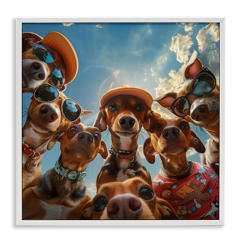  "Drôle de chien", "Giclée" par Jim Baldwin, H 12 po x l 12 po, Estampe numérique encadrée blanc bord de mer