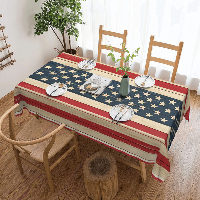 Nappe en polyester 4th Day ndependence Day, L 70,8 po x l 0,02 po, Bleu / étoile jaune