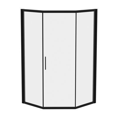 Porte de douche de coin en forme de losange l 42 po x H 76 po, 5/8 po (8 mm), noir mat