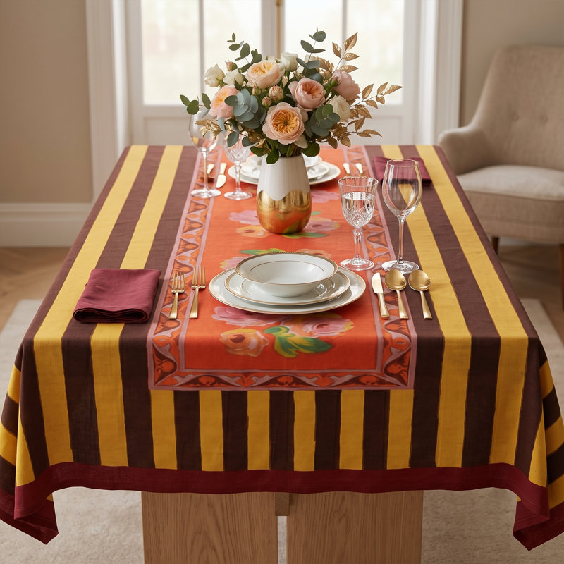 Nappe Rosetta, Red/Brown/Yellow, Striped