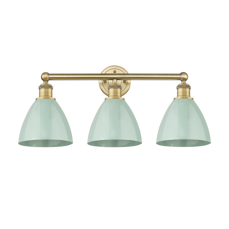 Anglie 3 - Light Dimmable Vanity Light, Seafoam, Brushed Brass