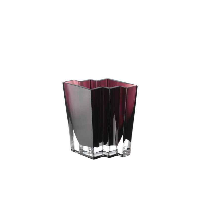 Verre - vase - couleur améthyste profonde - motif à chevrons - hauteur de 6,25 po - durable - fabriqué en Europe - par Barski