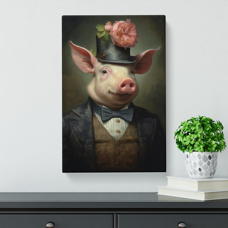 Pig Victorian - No Frame Print, 76cm H x 50cm W x 3cm D