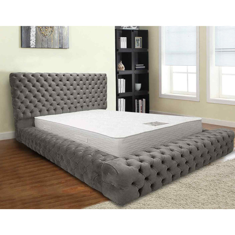 Upholstered Bed, Double (4'6), Grey