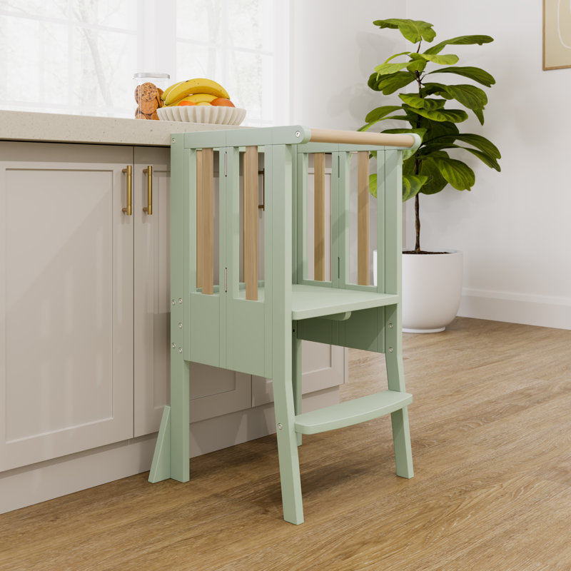Escabeau pour tout-petit pliable Montessori, Sauge / bois flottant