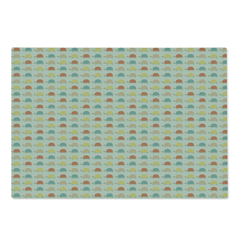 Ambesonne Turtle Cutting Board Large Size Hand Drawn Happy Turtles Multicolor