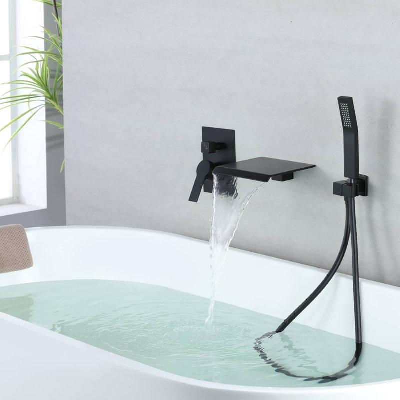 Robinet de baignoire mural avec douche à main, Noir mat