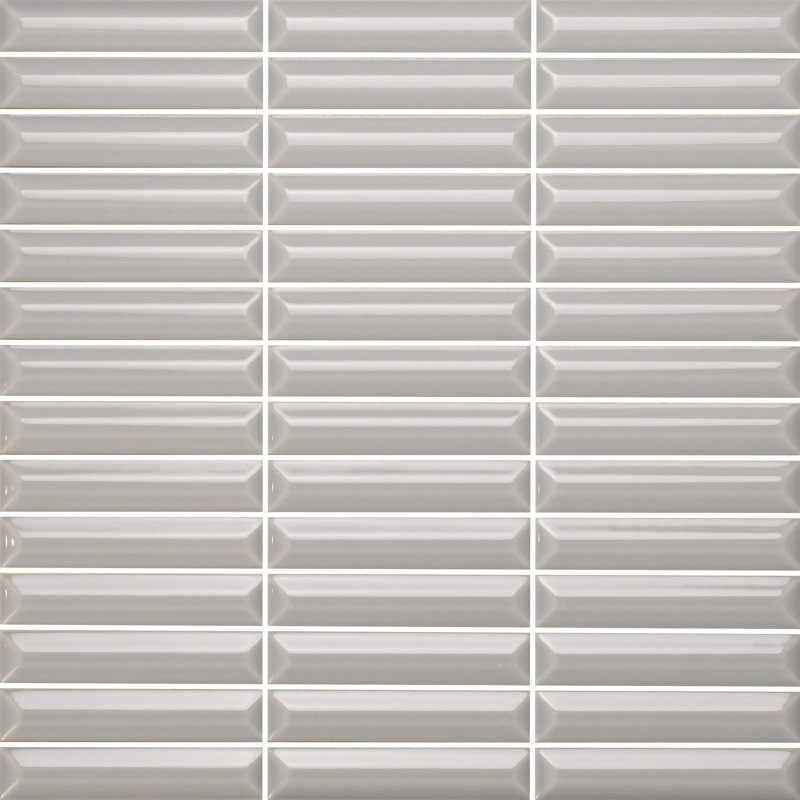 Hashi 4" x 12" Kit Kat Fluted Glossy Wall Tile, Gray