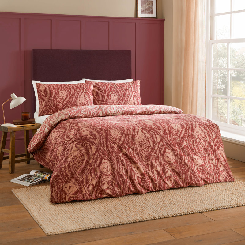 Benambra Cotton Blend Abstract Duvet Cover Set with Pillowcases, Red, Single Duvet Cover +  1 Standard Pillowcase