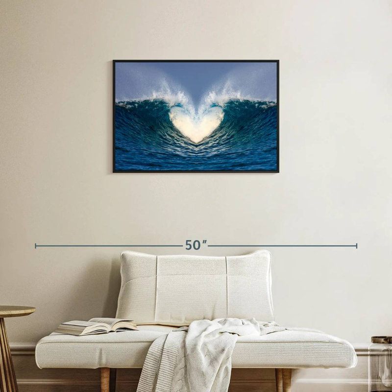 Vague de cœur océanique, Cadre flottant noir, 31 po x 21 po