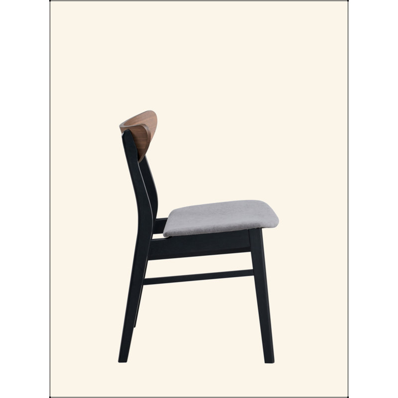 Ensemble de 2 chaises d'appoint en lin gris, noyer et finition noire
