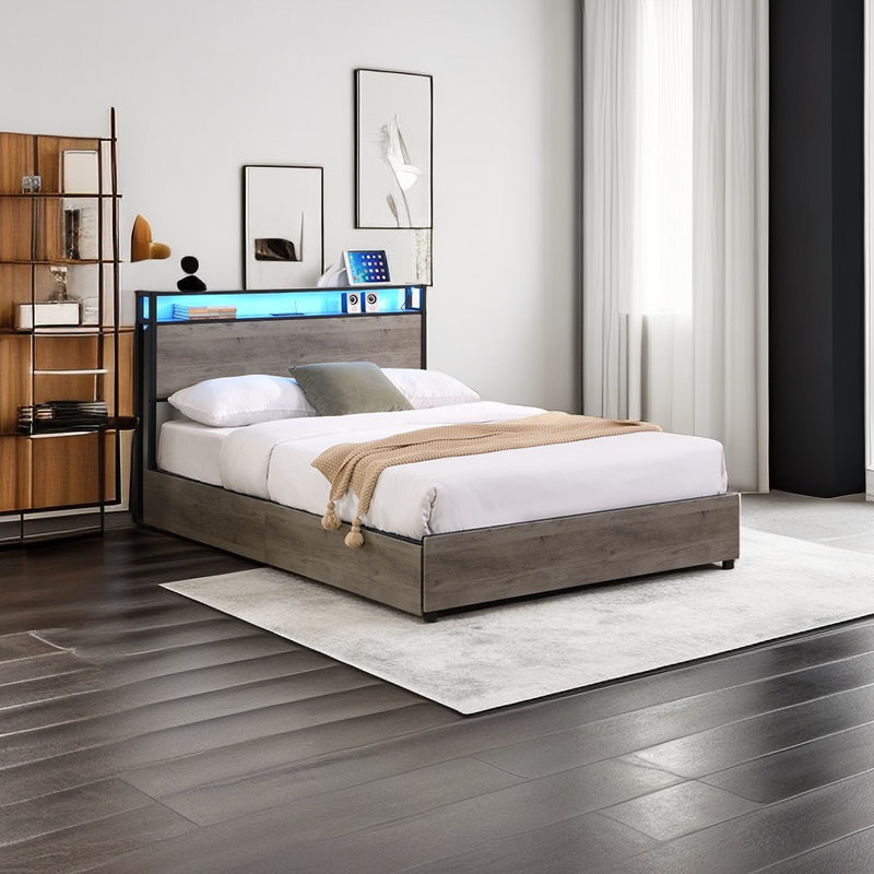 Lit plateforme en métal Aftandil, Grand