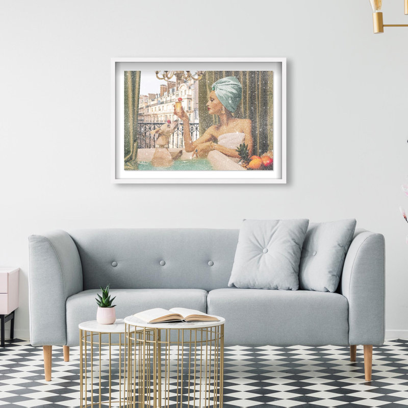Oliver Gal Tropical Bath Fashion - Diamond Dust Shadowbox Framed Wall Art, 21.5" H x 31.5" W, White