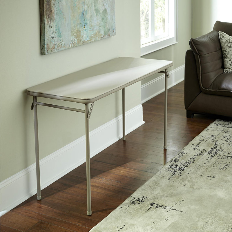 COSCO 20" x 48" Vinyl Top Serving Folding Table, Antique
