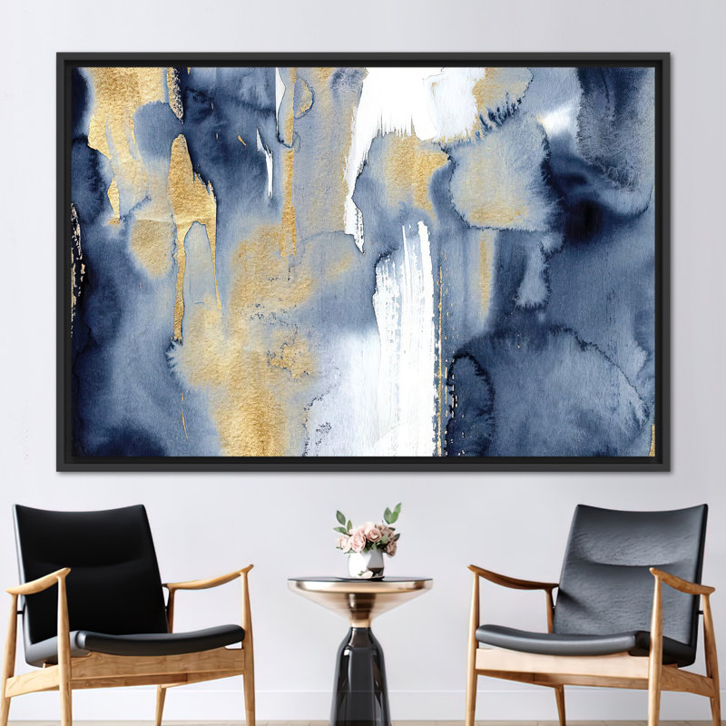 Modern Abstract Painting - Trendy Contemporary Wall Art Decor, Framed Print without Mat, 20 cm H x 30 cm W, Black