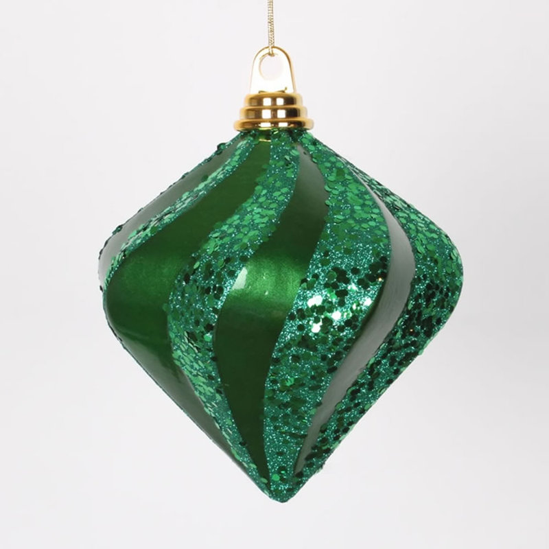 Ornement en forme de diamant, Vert, H 6 po x l 6 po x P 6 po