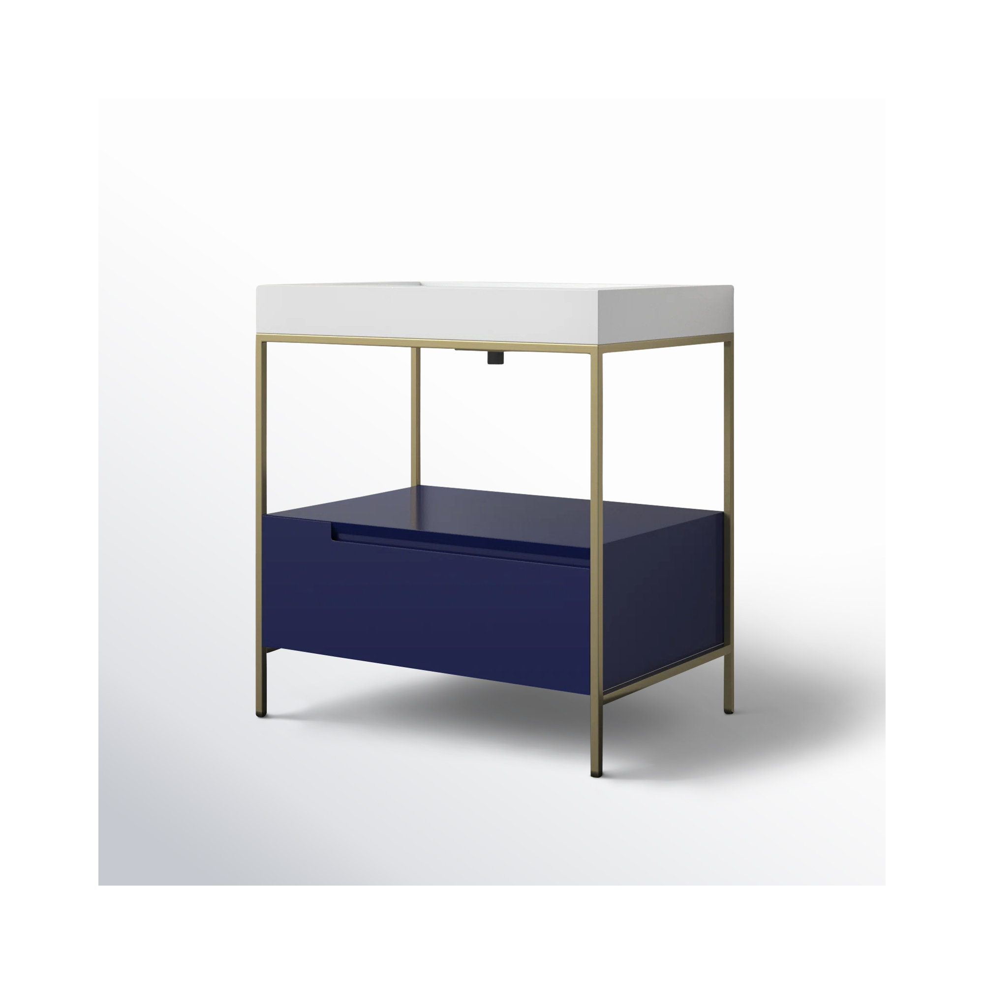 Armida 30" W x 20" D x 32" H Single Bathroom Vanity, Navy Blue, White, White