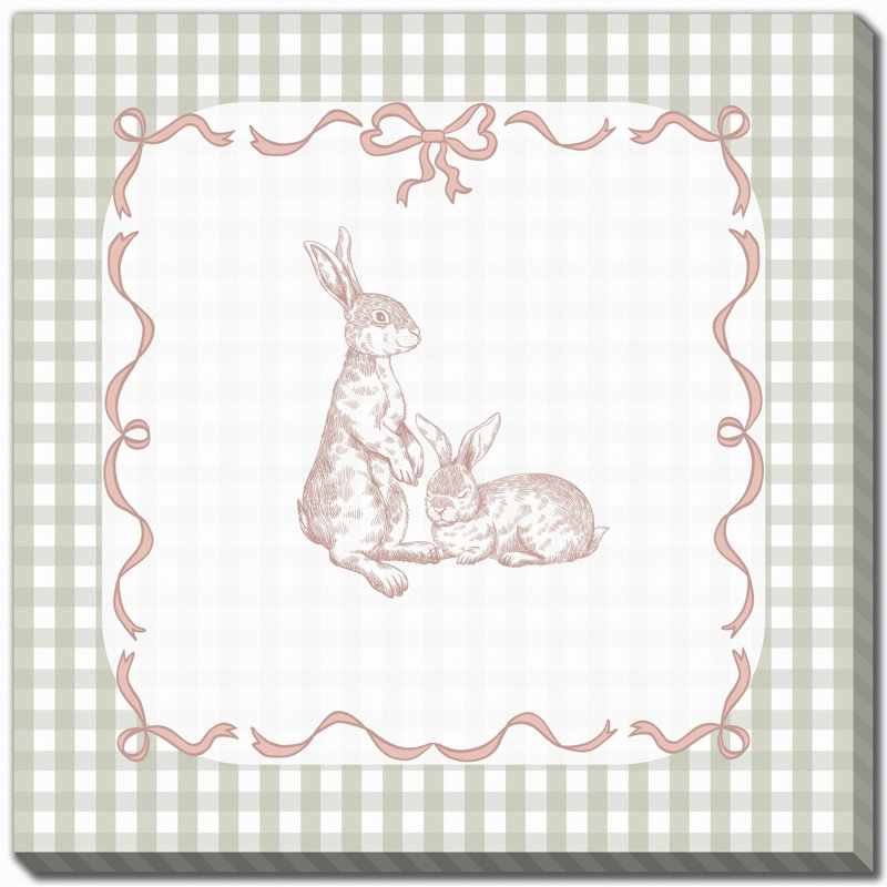 Bunny pair 4, art mural sur toile, H 38 po x l 38 po