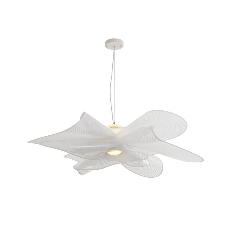 This Unique LED Chandelier Is In A White Finish. The Frame Is Made Out Of Metal, And The LED Bulb Is Integrated Into The Frame. The Adjustable Cord Link Makes This Fixture Suitable For Most Ceiling Heights.