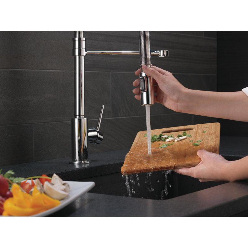 Trinsic Pull Down Sprayer Kitchen Sink Faucet, Pro Commercial Style Pull Down Kitchen Faucet, Chrome