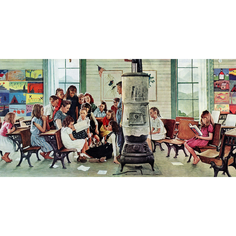 Norman Rockwell Visits A Country School by Norman Rockwell - Wrapped Canvas Print, 30 cm H x 61 cm W