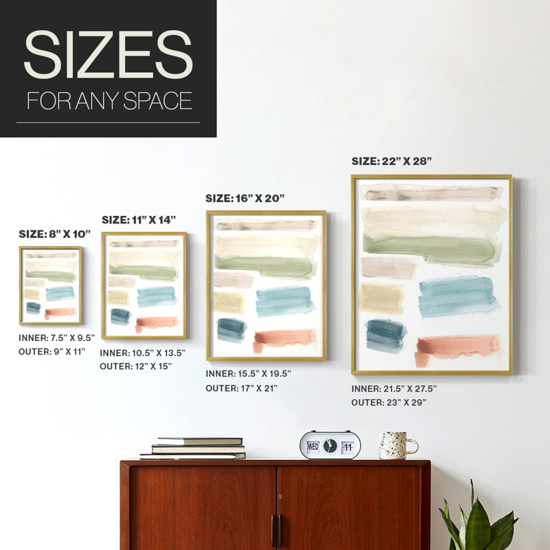 Watercolor Swatches I-Premium, reproduction encadrée - prête à être accrochée - aucun clou requis - aucun clou requis, Doré