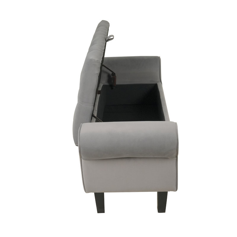 Banc de rangement rembourré Jillia, Gris