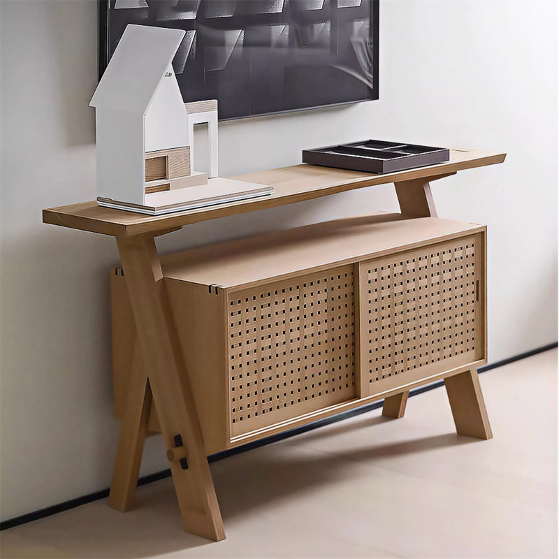 Vitrine en rotin de style Wabi Sabi