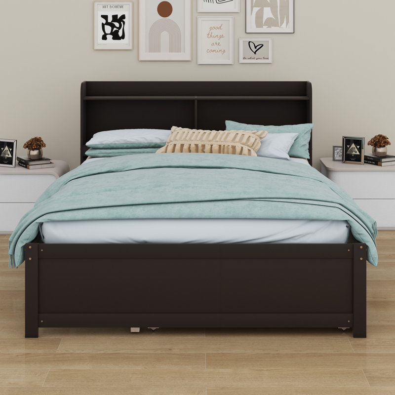 Bed With Trundle,Bookcase, Espresso