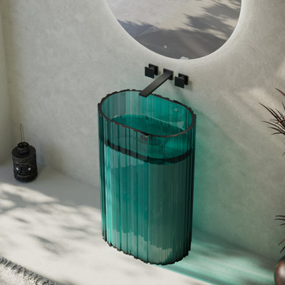 Lavabo de salle de bain piédestal en résine 23 po x 15 po MonBlari