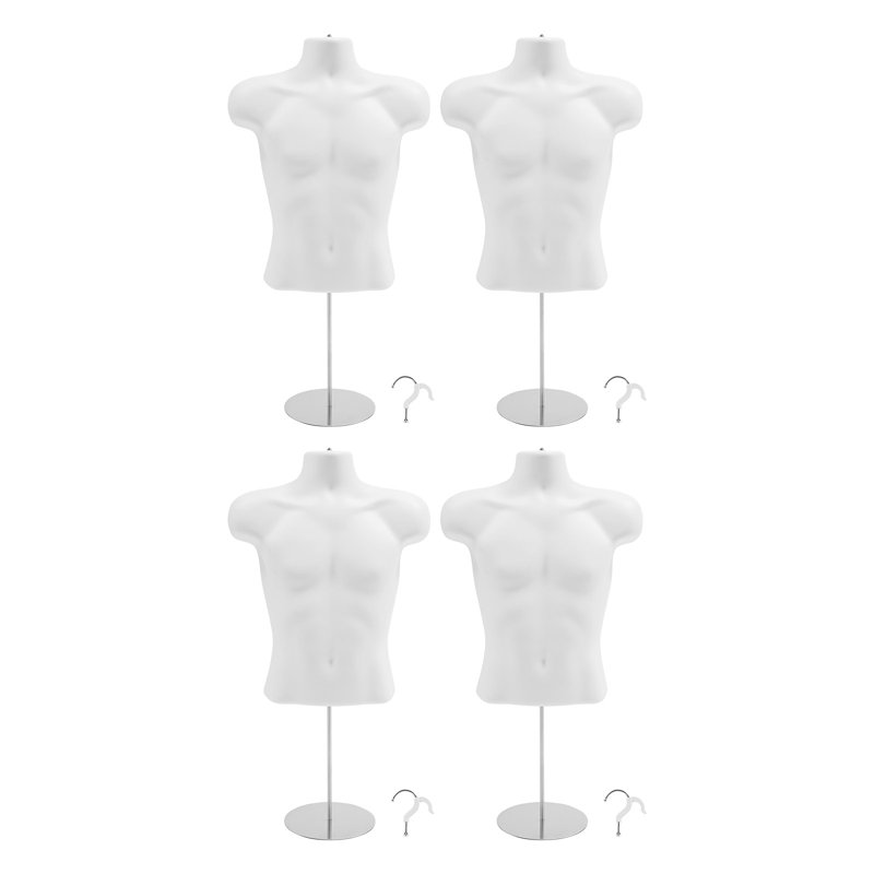 Ensemble de 4 présentoirs à mannequins mâles, Blanc