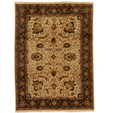 Hand Knotted Wool Area Rug in Ivory And Green