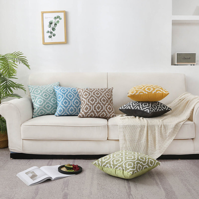 Ensemble de 2 coussins en jacquard treillis, Bleu