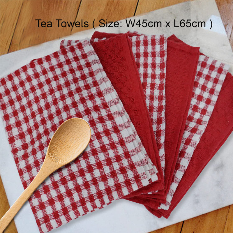 6 Pieces Tea Towel, Red