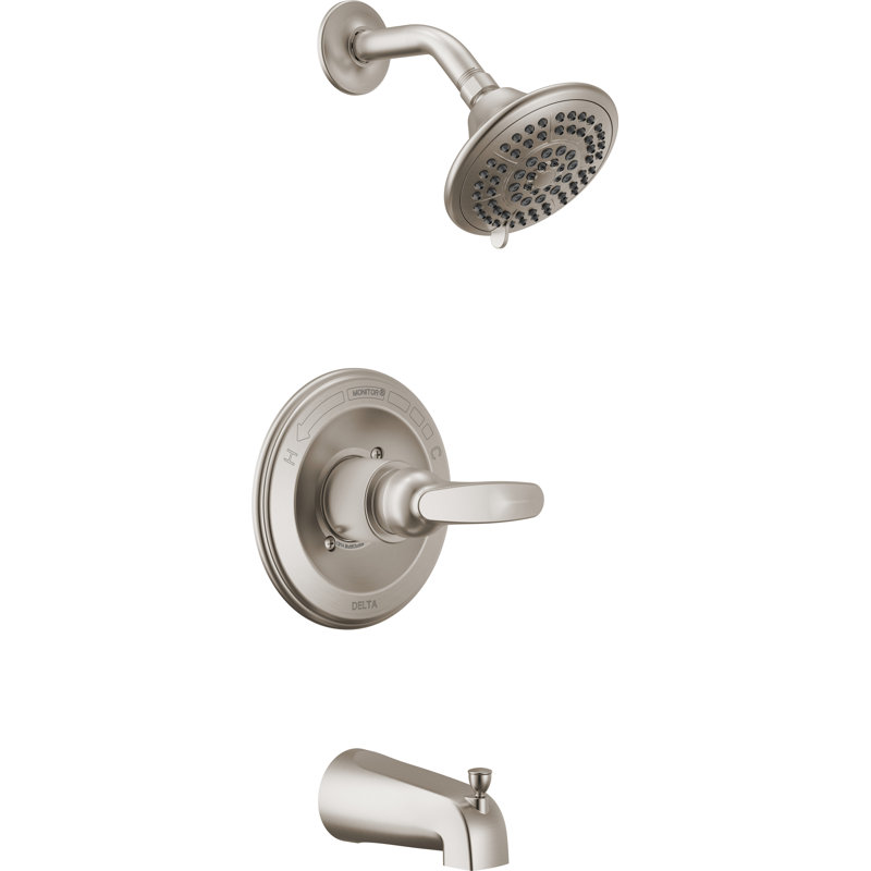 Delta Foundations 13 Series 5-Setting Bathtub and Shower Faucet Set, Chrome Shower Head and Handle Set, Valve Trim Kit, Stainless BT13411-SS (Valve Not Included)