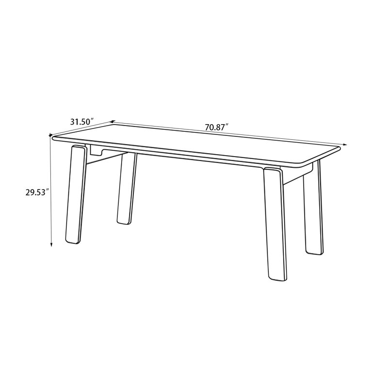 70.87" Burlywood Rectangular Solid Wood Dining Table