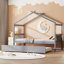 Lit simple en bois avec lit gigogne simple, gris