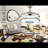 42" HHK Smart Home Shop Ceiling Fan With Crystal Light - Retractable Blades, 7-Color Dimmable LED, Reversible Golden Fan For Dining Room, Living Room, Bedroom, Ambient Lighting