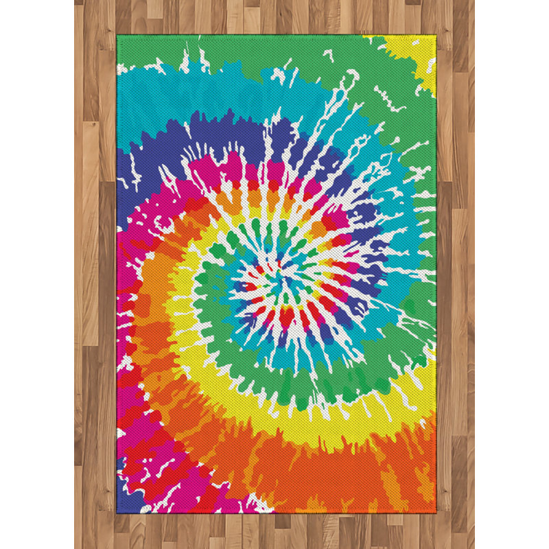 Rainbow High Density Long Fiber Poly Threads Decorative Area Rug Carpet, Rectangle 4' x 5'8"